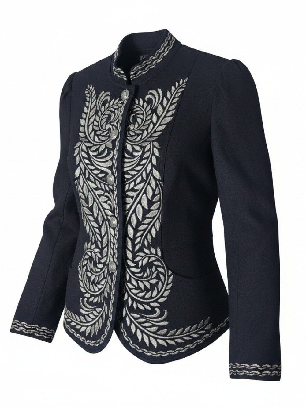 INC International Concepts Black Jacket with Silver Embroidery Size Small